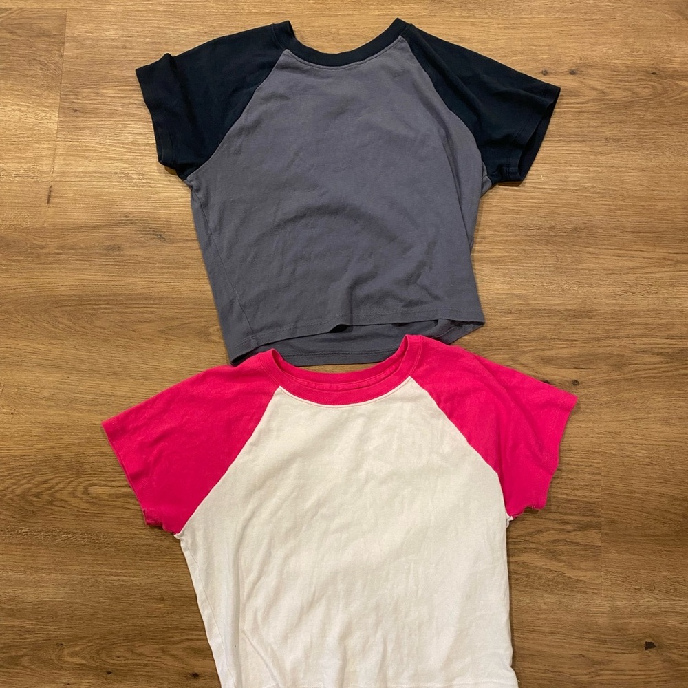Raglan Sleeve T-Shirts - Pink/White and Gray/Black